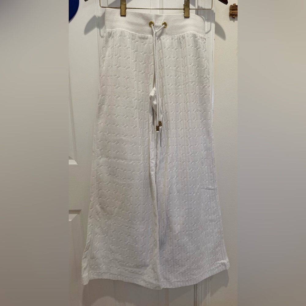 CAbi White Textured Drawstring Pants